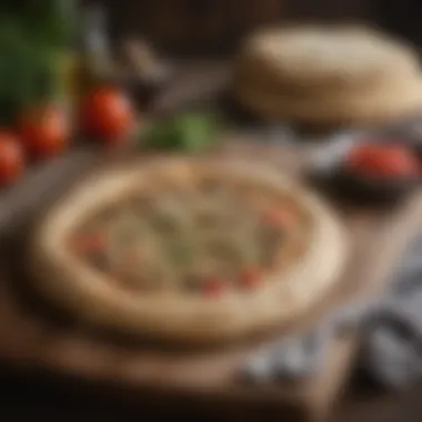 Traditional Greek Flatbread Traditional Greek flatbread on a rustic table