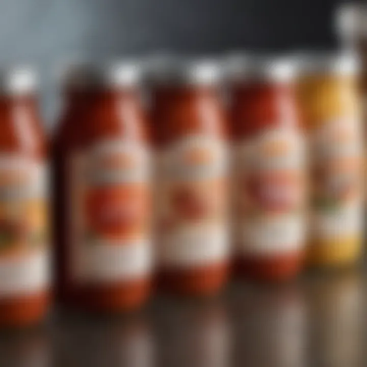 A collection of various homemade pizza sauces in jars, highlighting diversity in flavors.