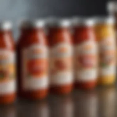 Diverse Homemade Pizza Sauces A collection of various homemade pizza sauces in jars, highlighting diversity in flavors.
