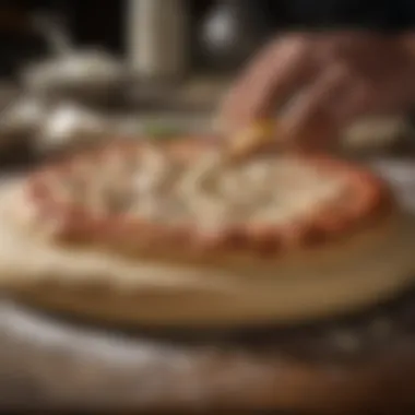 Traditional pizzaiolo crafting dough