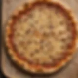 Close-up view of a golden-brown keto no carb pizza crust on a wooden board