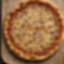 Close-up view of a golden-brown keto no carb pizza crust on a wooden board