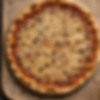 Perfectly Baked Keto Pizza Crust Close-up view of a golden-brown keto no carb pizza crust on a wooden board