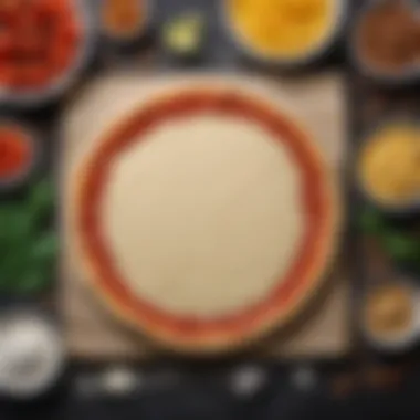 Ingredients spread out for making keto pizza crust including cheese and almond flour
