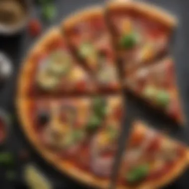 Vibrant Slices of Keto Pizza Sliced keto pizza showcasing vibrant colors and textures