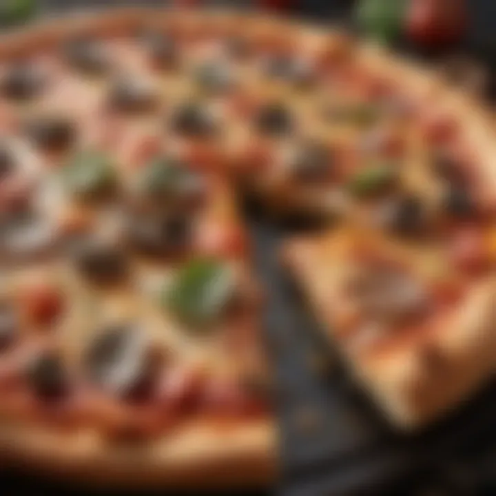 Close-up of a gourmet pizza featuring innovative toppings