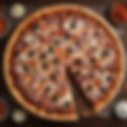 A striking view of a Half and Half pizza showcasing diverse toppings.