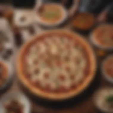 A group of friends enjoying pizza at a table