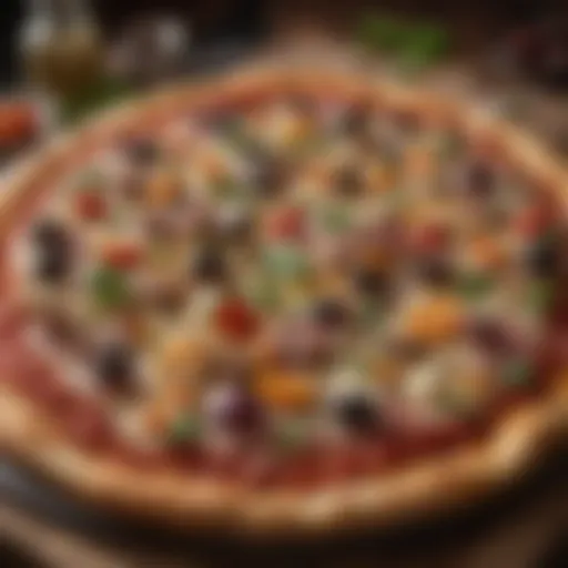 Artisanal pizza being crafted with exquisite toppings