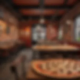 A vibrant and inviting pizza restaurant interior showcasing unique decor