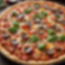 A close-up view of a low carb pizza crust topped with fresh ingredients