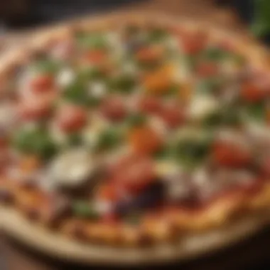 Finished Low Carb Pizza A delicious low carb pizza topped with fresh vegetables and cheese