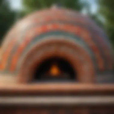 Intricate mosaic-patterned outdoor pizza oven dome