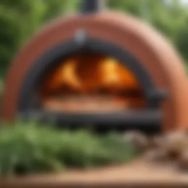 Wood-fired Italian outdoor pizza oven with herbs and spices