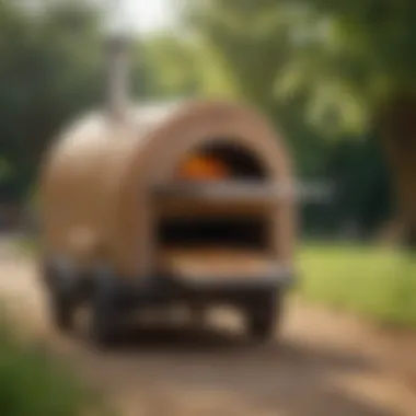 Mobile Bread Oven in Action Stunning mobile bread oven outdoors with a pizza being baked