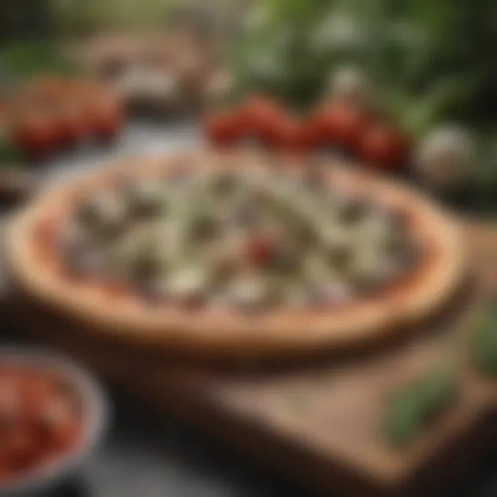 A variety of fresh ingredients for pizza in outdoor ambiance