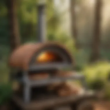 Portable pizza oven in an outdoor setting