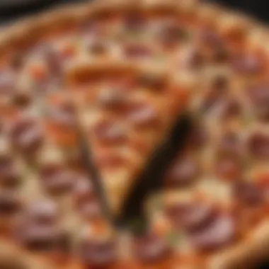 The Perfect Flavor Harmony A slice of pizza showcasing a perfect blend of flavors and textures.