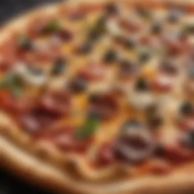 Artistry in Pizza Creation A close-up view of a gourmet pizza with unique toppings layered in an artistic fashion.