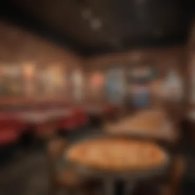 Charming New York Pizza Restaurant An inviting New York pizza restaurant interior filled with vibrant decor and eager patrons.