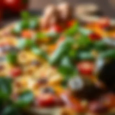 An array of fresh ingredients used in New York veggie pizza