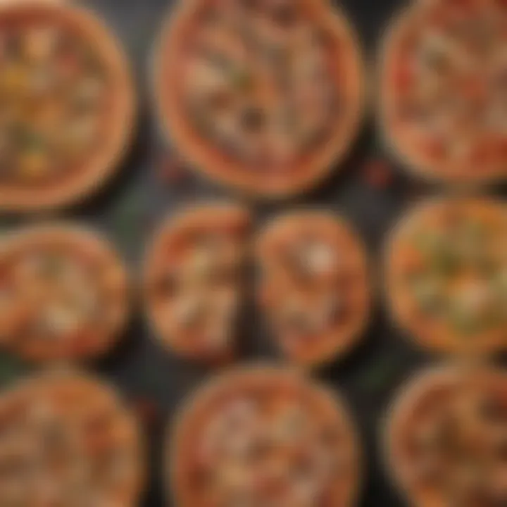 A vibrant array of different pizza types showcasing diverse toppings and crust styles.
