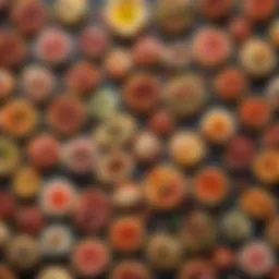 A vibrant platter of assorted one-bite appetizers arranged artistically.