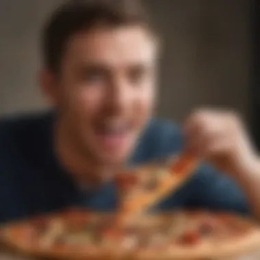 Consumer Enjoyment: The Appeal of One Bite Pizza A satisfied customer enjoying a slice of One Bite Pizza.