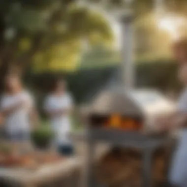 Outdoor Gathering with Ooni Oven A cozy outdoor setting with an Ooni oven as the centerpiece for social gatherings