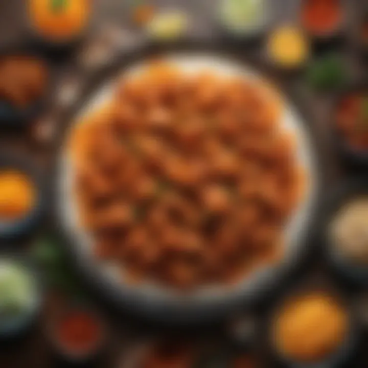 A creative depiction of fusion cuisine elements blending traditional and modern styles