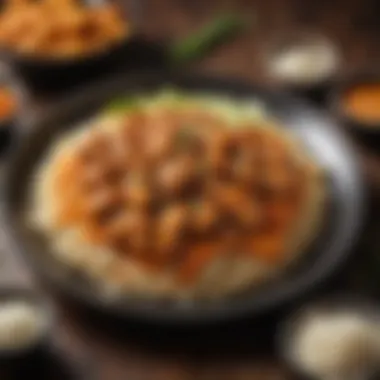 A vibrant plate of orange chicken showcasing its glossy sauce and garnished with sesame seeds