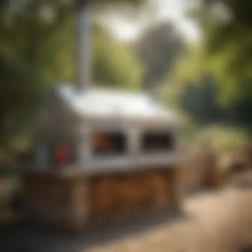 A selection of premium outdoor ovens displayed outdoors