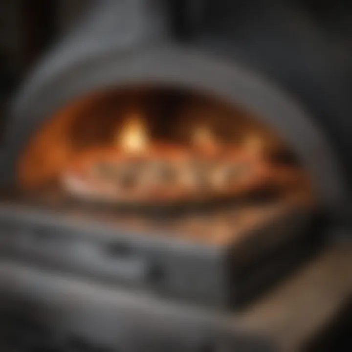 Steel pizza oven heating up for baking