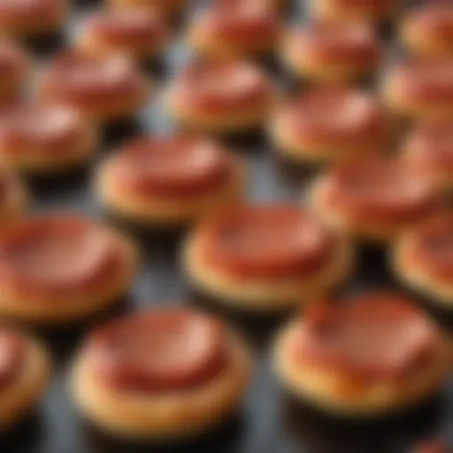 A close-up view of freshly baked pepperoni pizza bites