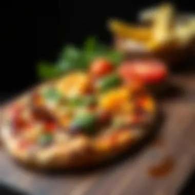 Gourmet Pizza with Barbecue Flavors A gourmet pizza topped with barbecue sauce and fresh ingredients