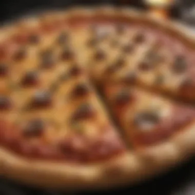 Close-up of a perfectly baked pizza boat with a golden crust.