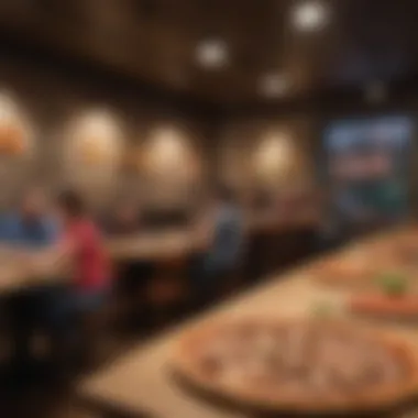 Lively Dining Atmosphere at Pizza Brain A bustling dining area filled with patrons enjoying their pizza in a lively setting