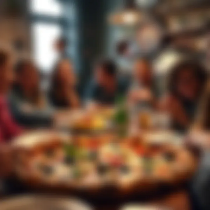 Pizza enthusiasts enjoying a meal together in a welcoming pizzeria