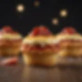 A decadent pizza cupcake topped with cheese and pepperoni
