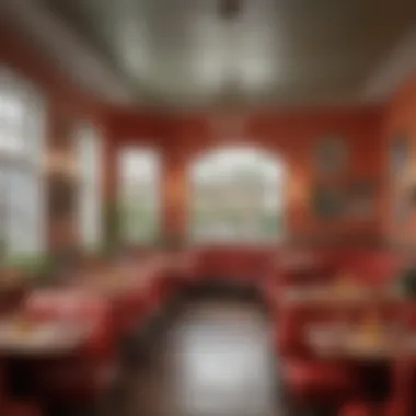 Vibrant Dining Atmosphere Interior seating area filled with a vibrant atmosphere.