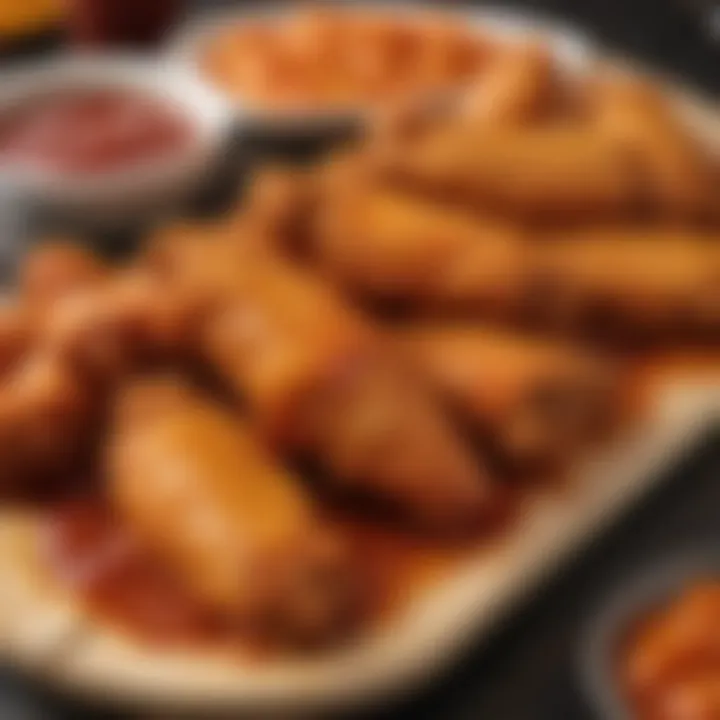 Close-up view of Pizza Hut's hot wings showcasing their crispy texture and vibrant sauce.