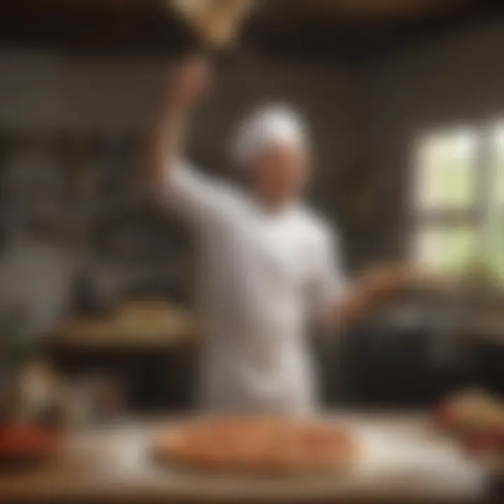 Chef tossing pizza dough in the air