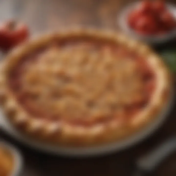 Chicago deep-dish pizza with caramelized onions