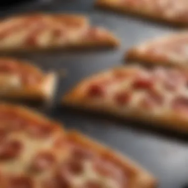 Freshly baked pizza slices straight from the oven