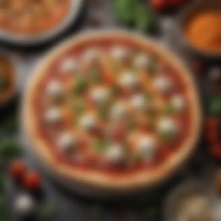A colorful selection of ingredients for feta pizza