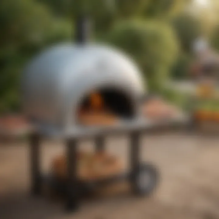 Portable pizza oven cart at outdoor gathering