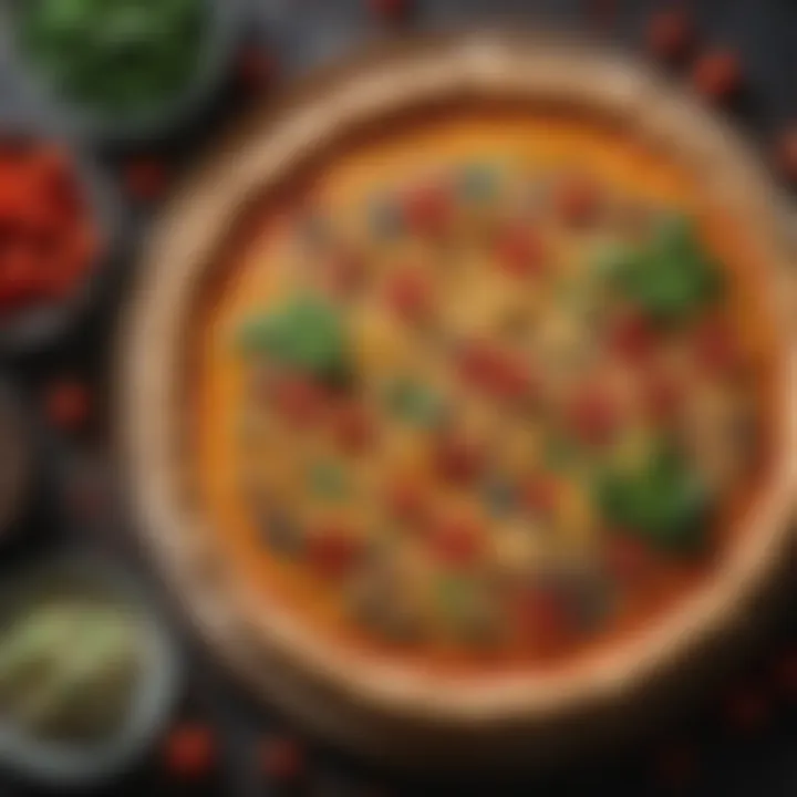 Gluten-free crust highlighted by fresh ingredients and a colorful arrangement