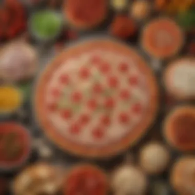 A vibrant display of ingredients used in Schwan's pizzas and burgers, emphasizing quality and freshness