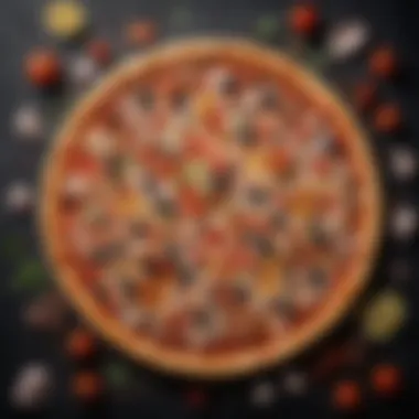 A variety of toppings artistically arranged on self-rising pizza