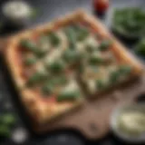A delectable slice of spinach and feta pizza showcasing its vibrant toppings
